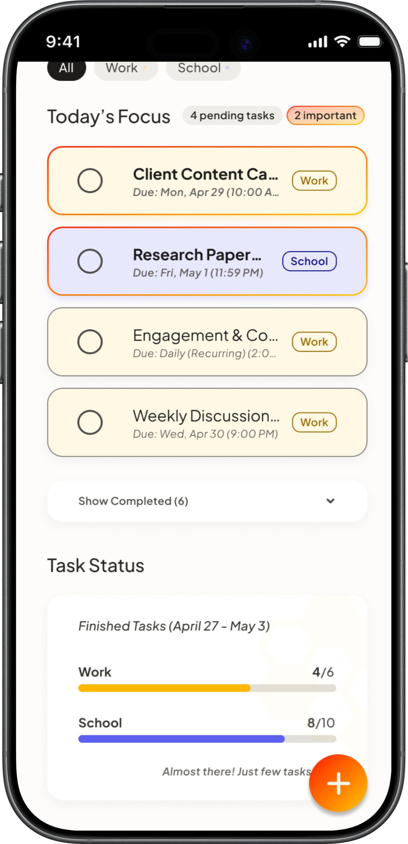 BusyBee dashboard screen